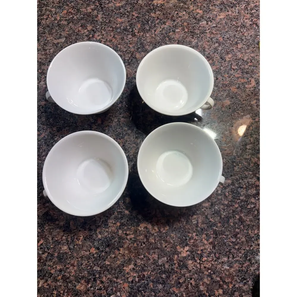 Crate & Barrel LOFT Design by Winterling-Germany White Handled Bowl/Mug Set of 4